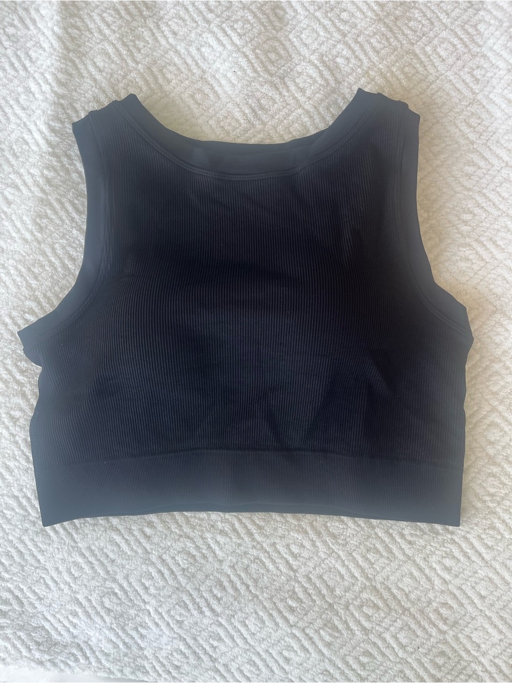 Black Ribbed Crop Tank Top/Sports Bra